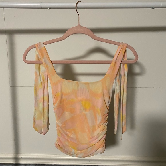 NWT Avenue Print Tank Top (Ivory/Orange Combo) - Picture 3 of 4